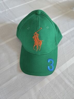 Polo Ralph Lauren Green Orange Big Pony Hat Cap Custom Fit 3 Adjustable